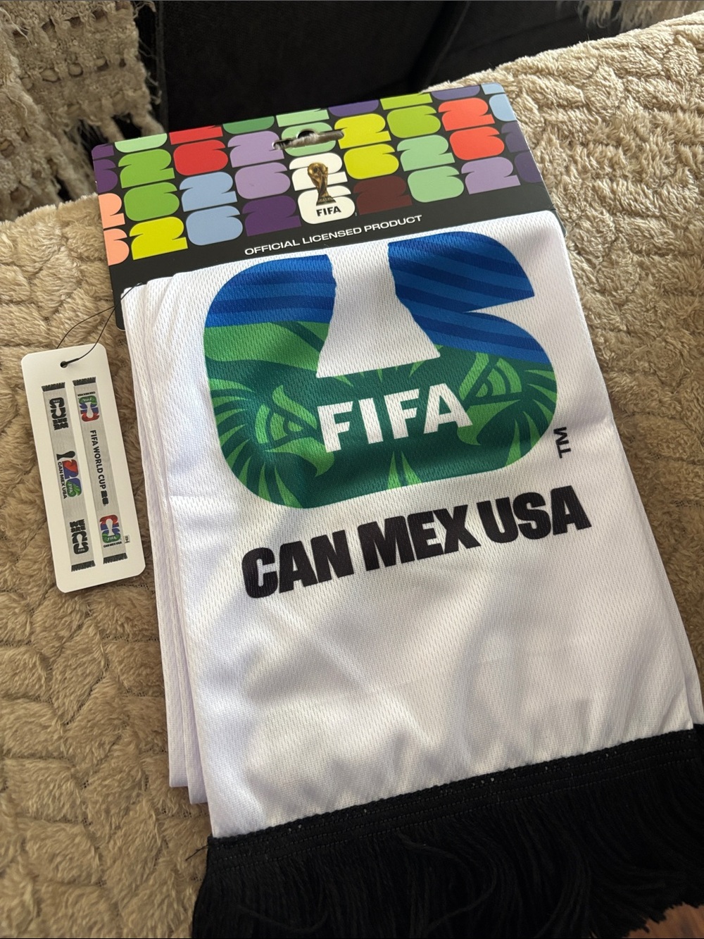 CAN MEX USA White Soccer Scarf
